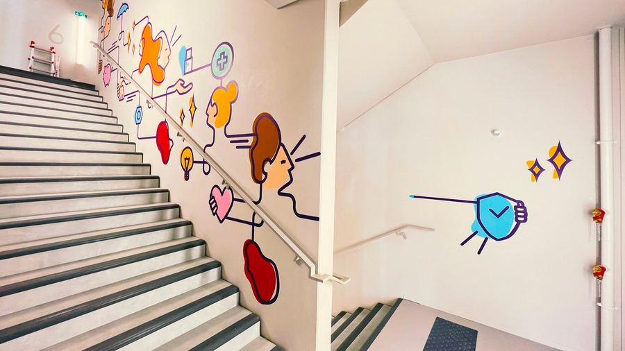 Fresque murale Groupe VYV · Doodle — Atelier Nickel Chrome