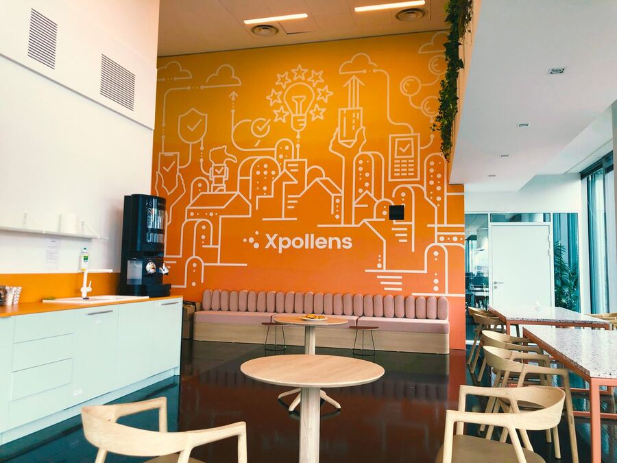 Fresque murale Xpollens · Cafétéria (2/2) — Atelier Nickel Chrome